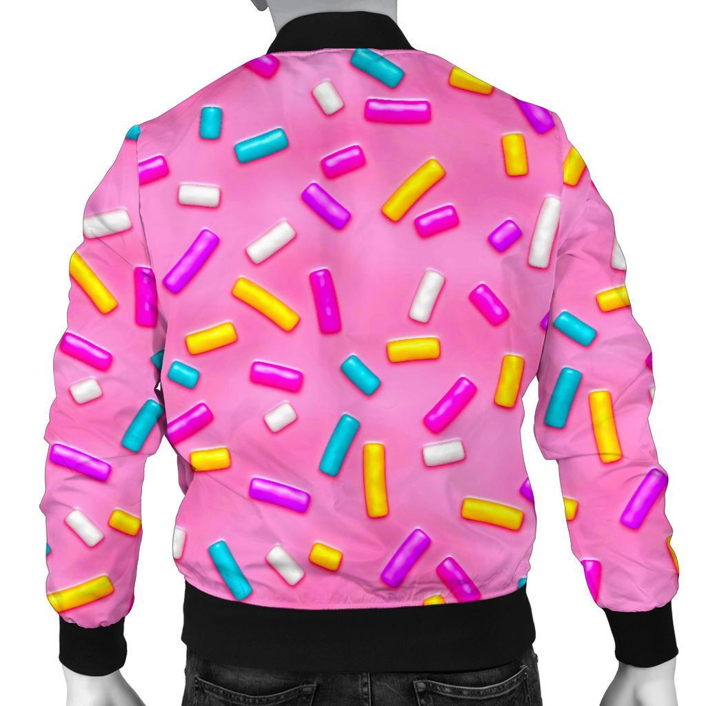 Pink Candy Pattern Print Men's Bomber Jacket-grizzshop