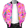 Pink Candy Pattern Print Men's Bomber Jacket-grizzshop