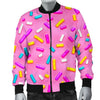 Pink Candy Pattern Print Men's Bomber Jacket-grizzshop