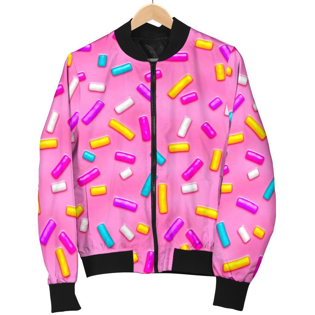 Pink Candy Pattern Print Men's Bomber Jacket-grizzshop