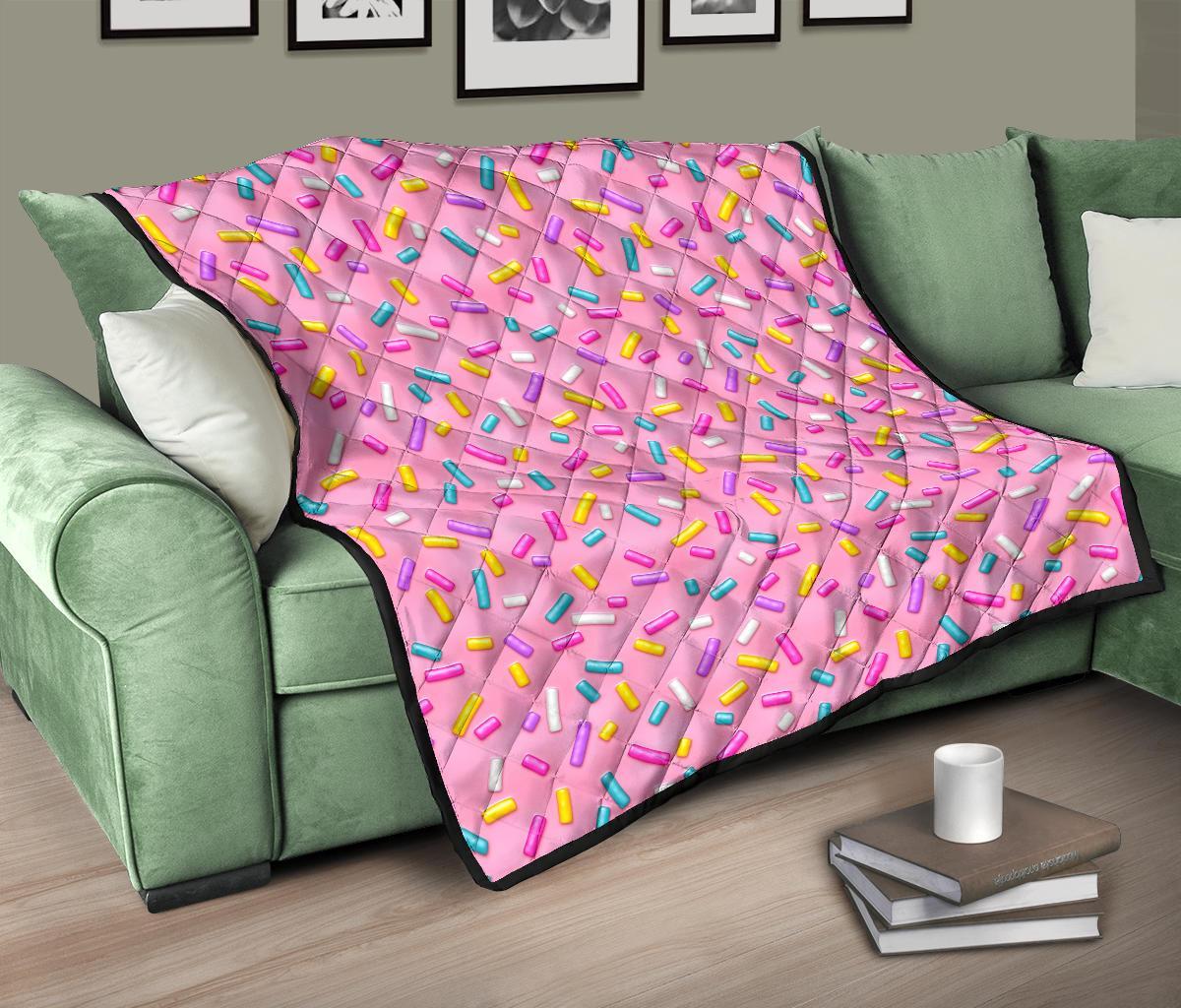 Pink Candy Pattern Print Quilt-grizzshop