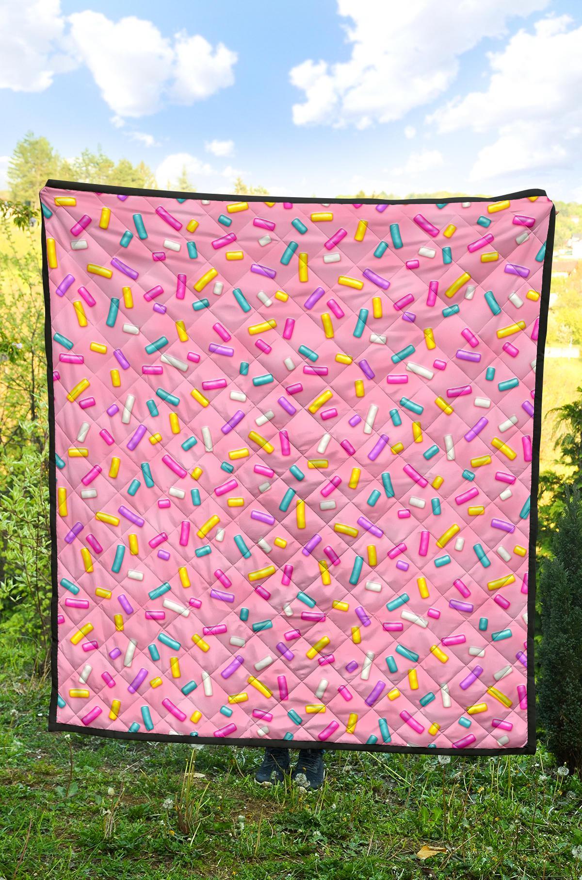 Pink Candy Pattern Print Quilt-grizzshop