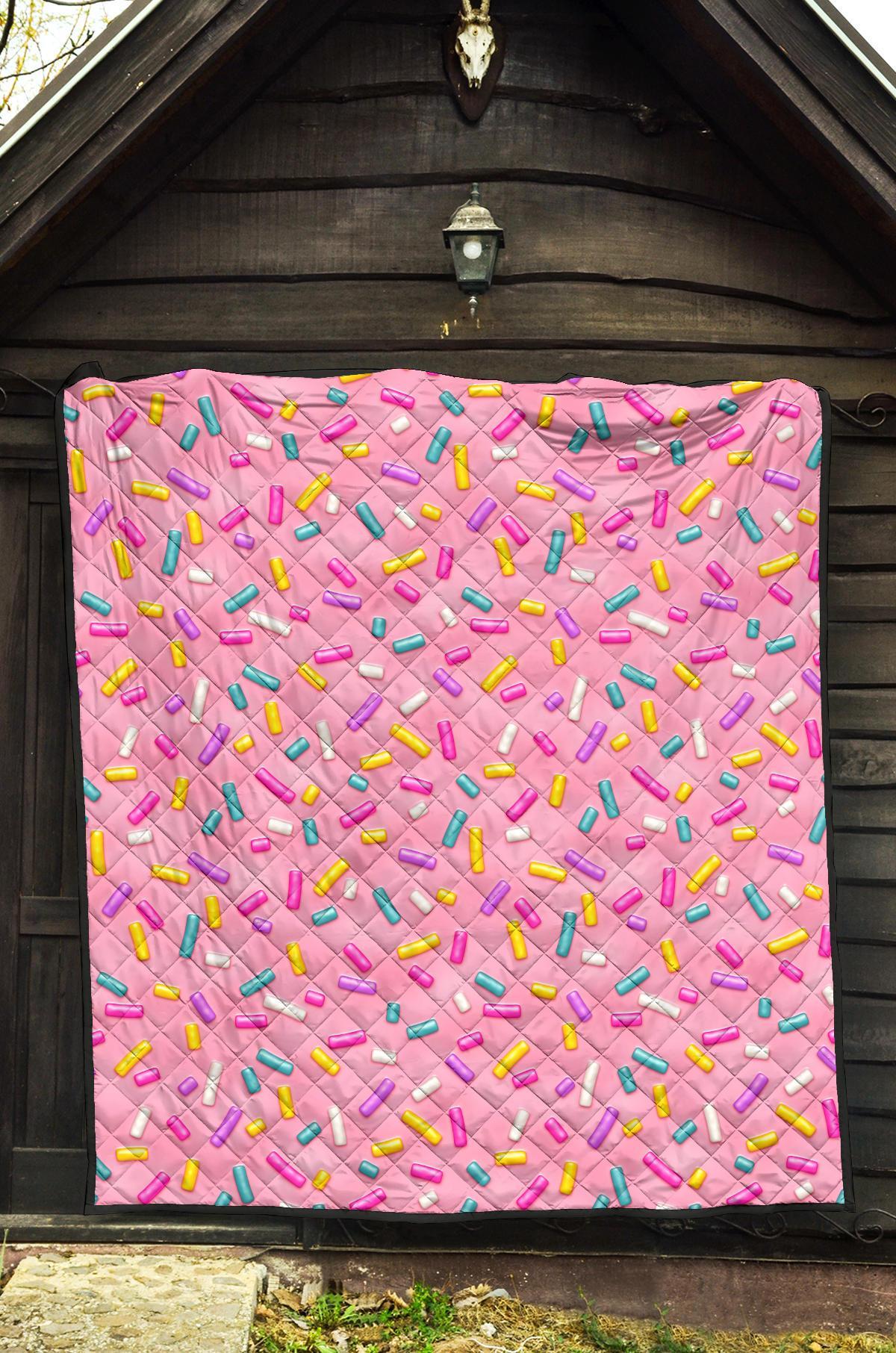 Pink Candy Pattern Print Quilt-grizzshop