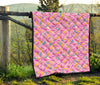 Pink Candy Pattern Print Quilt-grizzshop