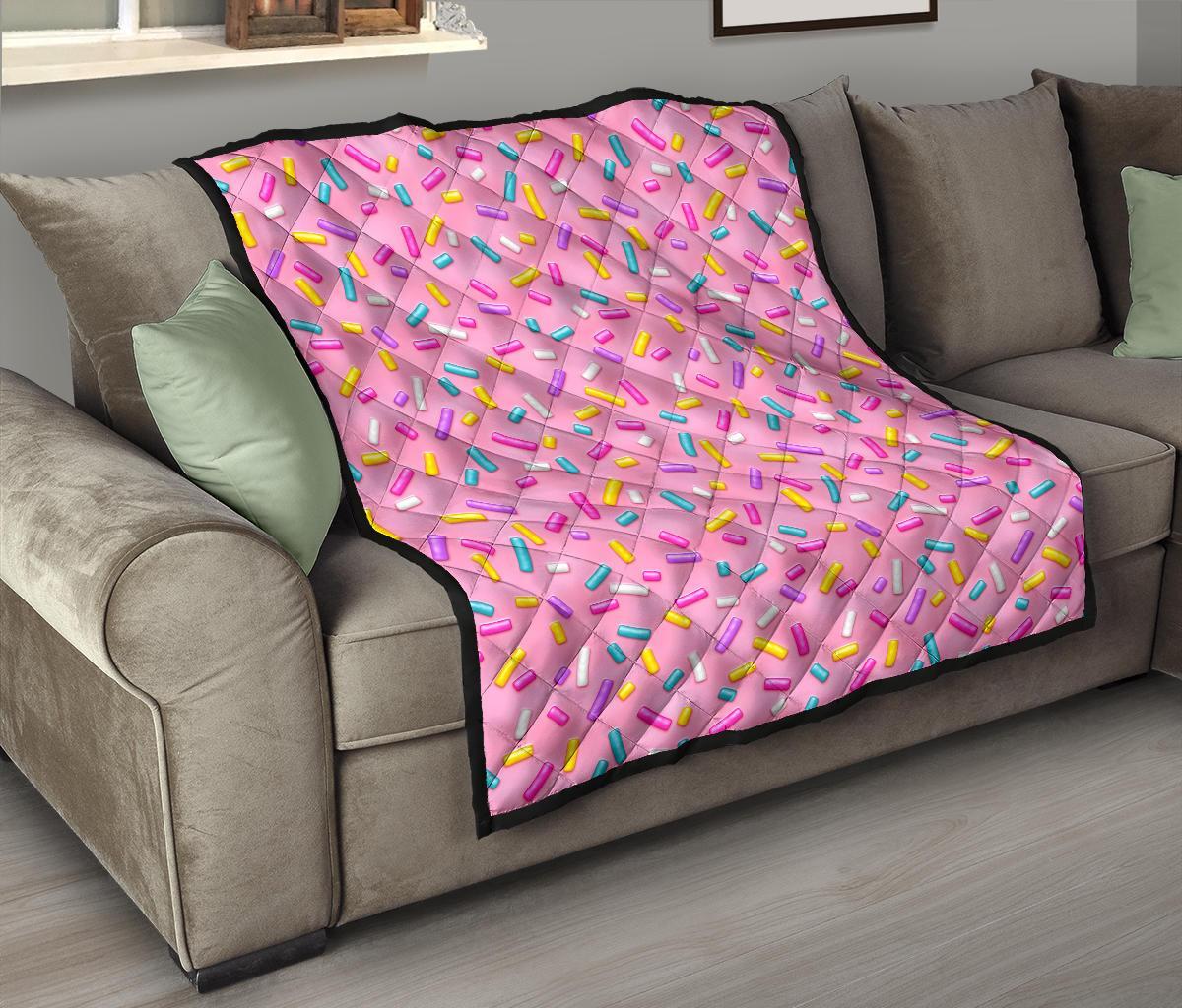 Pink Candy Pattern Print Quilt-grizzshop