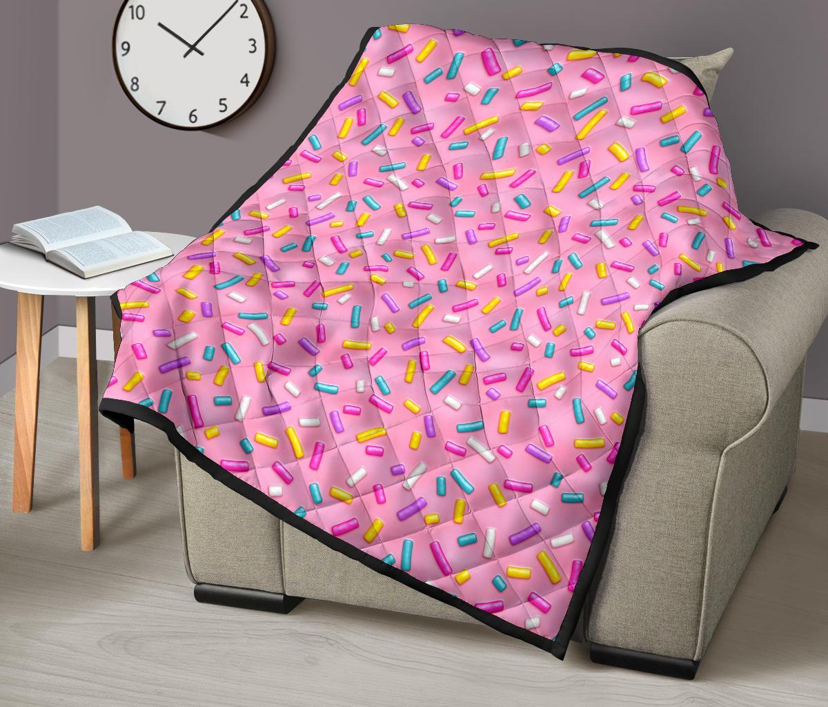 Pink Candy Pattern Print Quilt-grizzshop