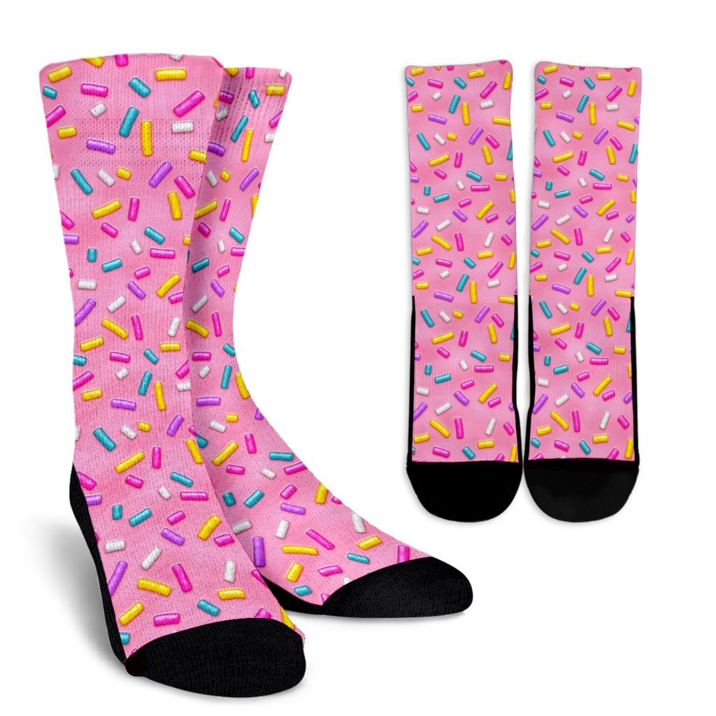 Pink Candy Pattern Print Unisex Crew Socks-grizzshop