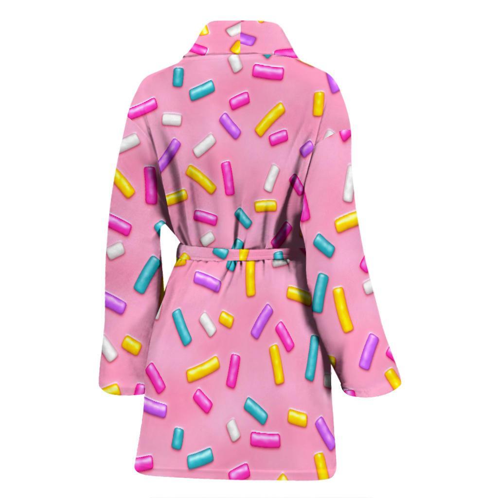 Pink Candy Pattern Print Women Long Robe-grizzshop