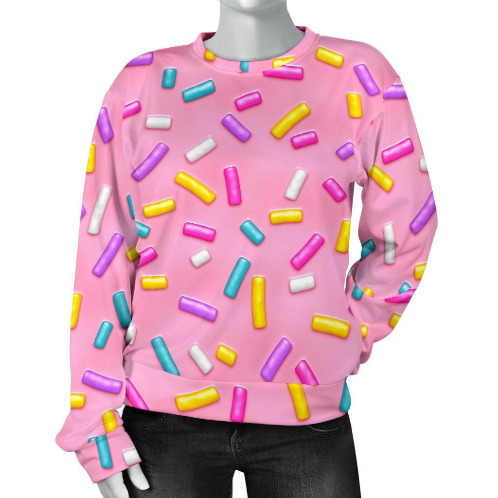 Pink Candy Pattern Print Women's Sweatshirt-grizzshop