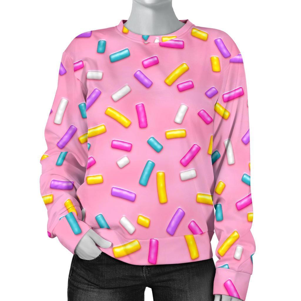 Pink Candy Pattern Print Women's Sweatshirt-grizzshop