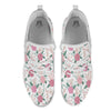 Pink Carnation White Print Pattern White Athletic Shoes-grizzshop