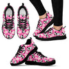 Pink Cartoon Cow Pattern Print Black Sneaker Shoes For Men Women-grizzshop