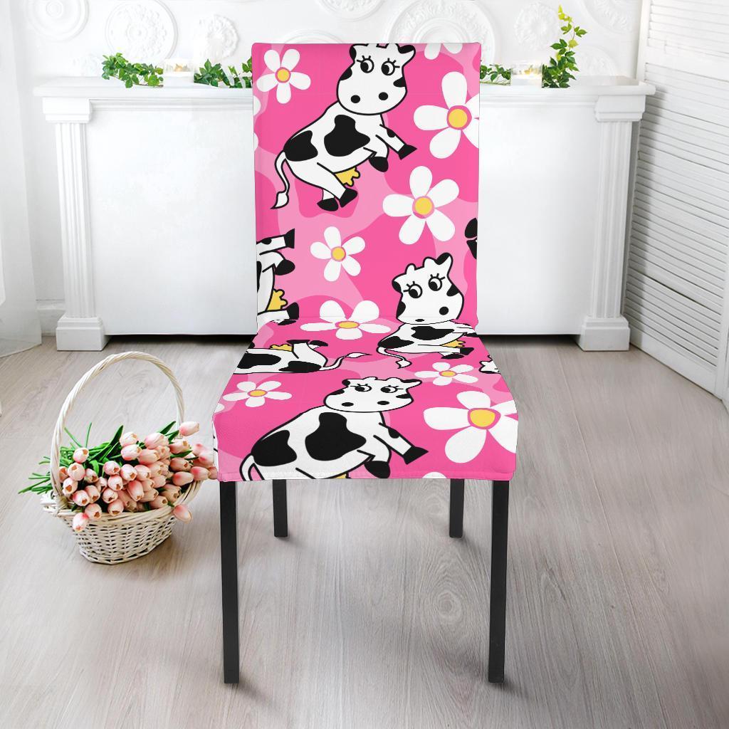 Pink Cartoon Cow Pattern Print Chair Cover-grizzshop