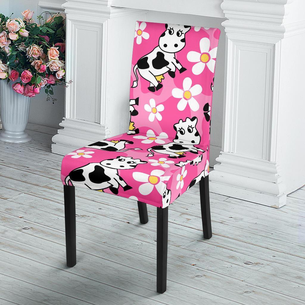 Pink Cartoon Cow Pattern Print Chair Cover-grizzshop