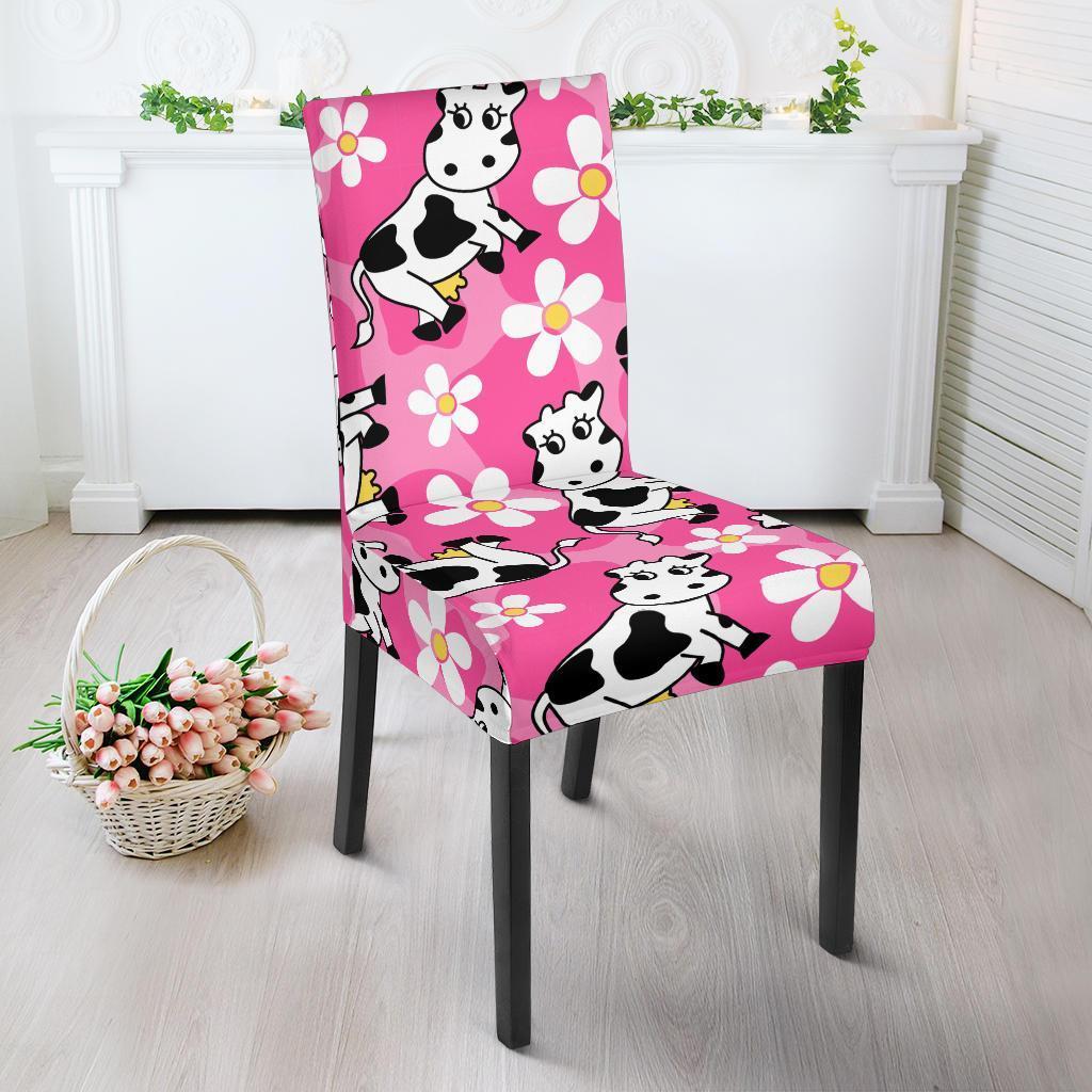 Pink Cartoon Cow Pattern Print Chair Cover-grizzshop