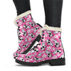 Pink Cartoon Cow Pattern Print Comfy Winter Boots-grizzshop