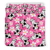 Pink Cartoon Cow Pattern Print Duvet Cover Bedding Set-grizzshop