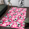 Pink Cartoon Cow Pattern Print Floor Mat-grizzshop