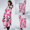 Pink Cartoon Cow Pattern Print Hooded Blanket-grizzshop