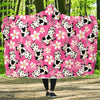 Pink Cartoon Cow Pattern Print Hooded Blanket-grizzshop