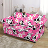 Pink Cartoon Cow Pattern Print Loveseat Cover-grizzshop