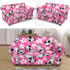 Pink Cartoon Cow Pattern Print Loveseat Cover-grizzshop