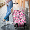 Pink Cartoon Cow Pattern Print Luggage Cover Protector-grizzshop