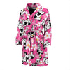 Pink Cartoon Cow Pattern Print Men Long Robe-grizzshop