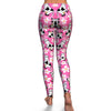 Pink Cartoon Cow Pattern Print Pattern Women Leggings-grizzshop