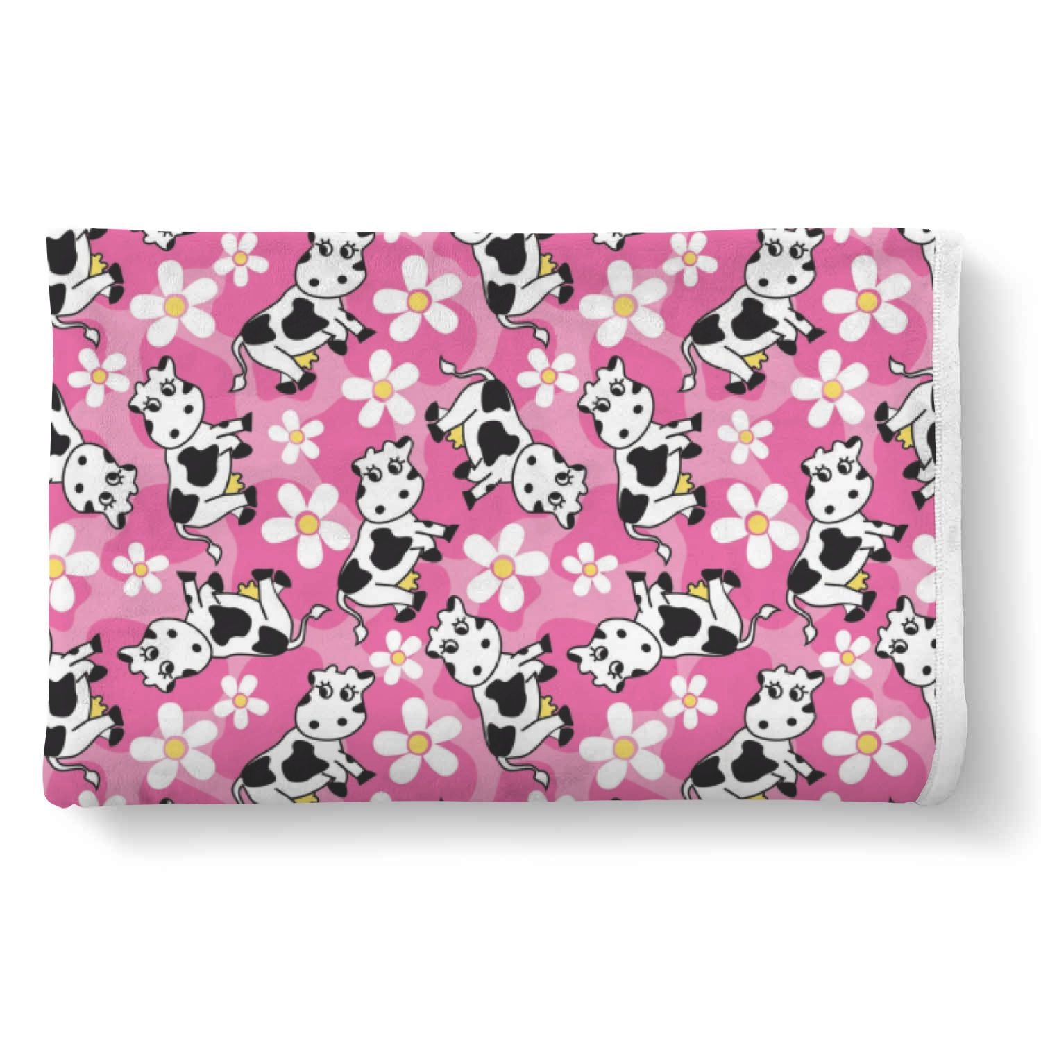 Pink Cartoon Cow Pattern Print Throw Blanket-grizzshop