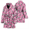 Pink Cartoon Cow Pattern Print Women Long Robe-grizzshop