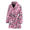 Pink Cartoon Cow Pattern Print Women Long Robe-grizzshop