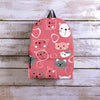 Pink Cat Face Print Backpack-grizzshop