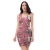 Pink Cat Face Print Bodycon Dress-grizzshop