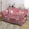 Pink Cat Face Print Loveseat Cover-grizzshop