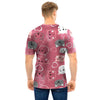 Pink Cat Face Print Men T Shirt-grizzshop