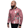 Pink Cat Face Print Men's Bomber Jacket-grizzshop