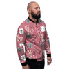 Pink Cat Face Print Men's Bomber Jacket-grizzshop