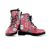 Pink Cat Face Print Men's Boots-grizzshop