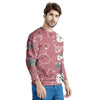 Pink Cat Face Print Men's Sweatshirt-grizzshop