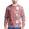 Pink Cat Face Print Men's Sweatshirt-grizzshop