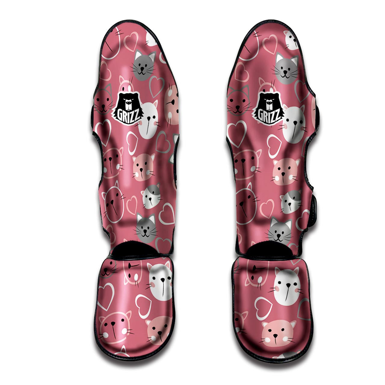 Pink Cat Face Print Muay Thai Shin Guard-grizzshop