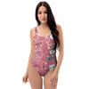 Pink Cat Face Print One Piece Swimsuite-grizzshop