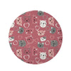 Pink Cat Face Print Round Rug-grizzshop