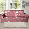 Pink Cat Face Print Sofa Cover-grizzshop