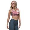 Pink Cat Face Print Sports Bra-grizzshop