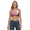 Pink Cat Face Print Sports Bra-grizzshop