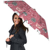 Pink Cat Face Print Umbrella-grizzshop