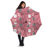 Pink Cat Face Print Umbrella-grizzshop