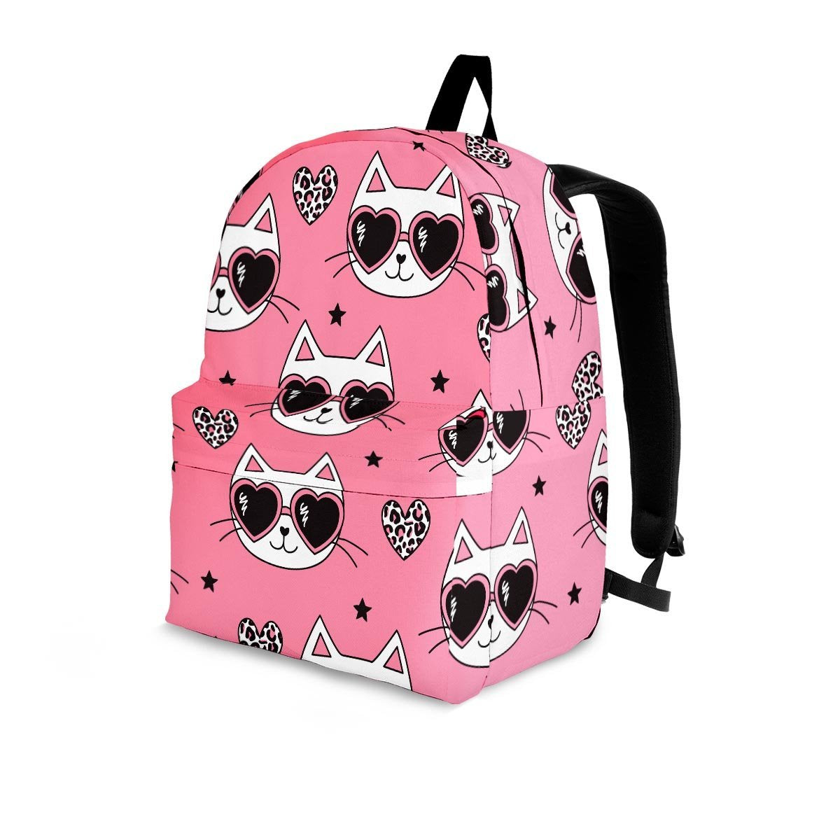 Pink Cat Print Backpack-grizzshop